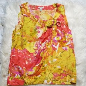 J Crew water color Silk Tie Neck Blou